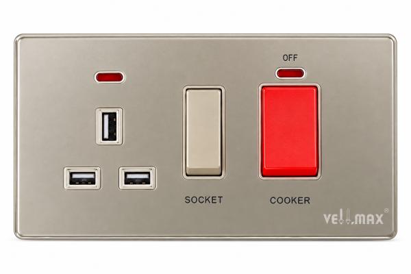 Vellmax Cooker Control Unit with USB – Grey (5043)