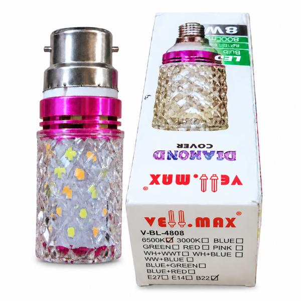 8W B22 CANDLE BULB DOTTED VELLMAX WHITE