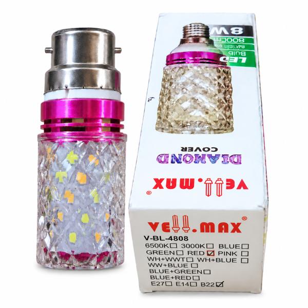 8W B22 CANDLE BULB DOTTED VELLMAX RED