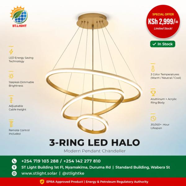 3-Ring LED Halo Modern Pendant Chandelier 