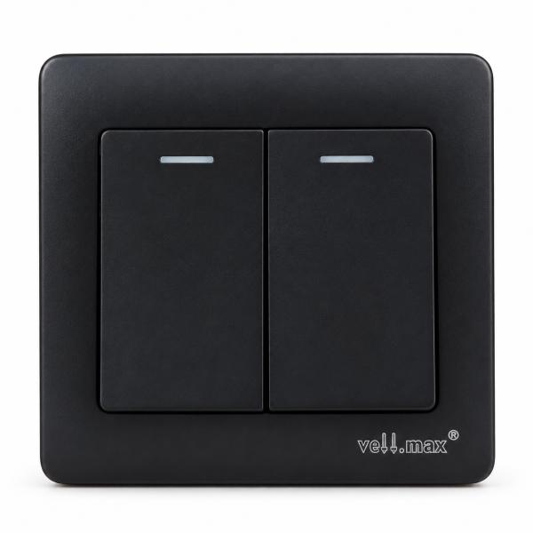 2 Gang 2 Way Vellmax Black Switch 2002 Series