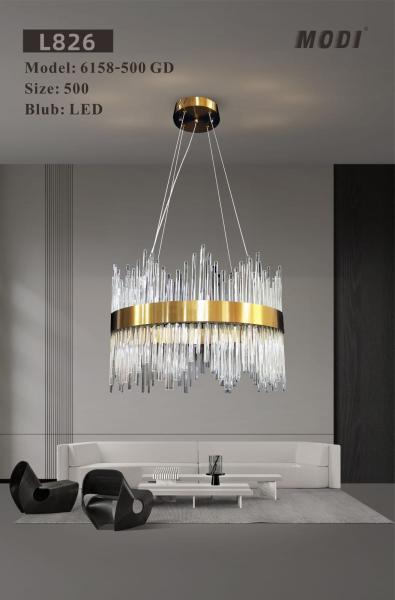MODI LED Crystal Pendant Light – Round Icicle Design in Gold