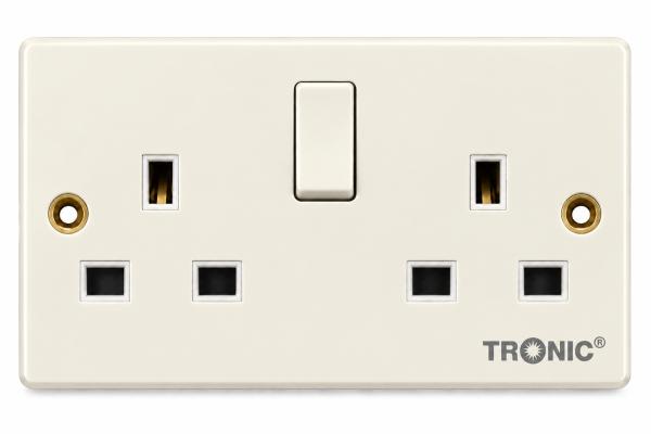 TWIN TV OUTLET TRONIC IVORY WHITE