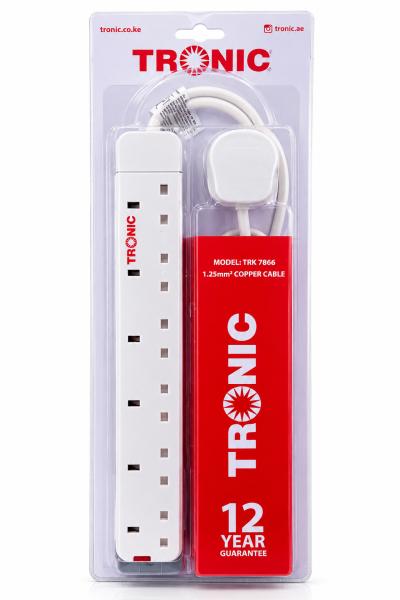 Tronic TRK 7866 6 Way Extension Socket in White