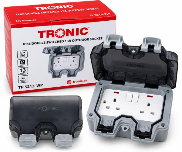 13A SWITCH SOCKET TWIN NEON GREY TRONIC TP 5213-WP