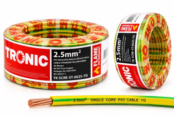 2.5mm² Stranded Earth Cable Tronic TK SCRE-ST-0025-YG