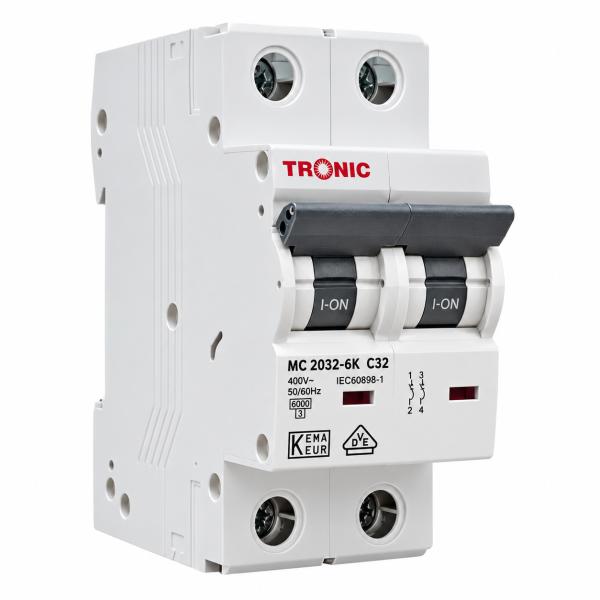 32A Miniature Circuit Breaker 2 Pole Tronic MC 2032-6K 