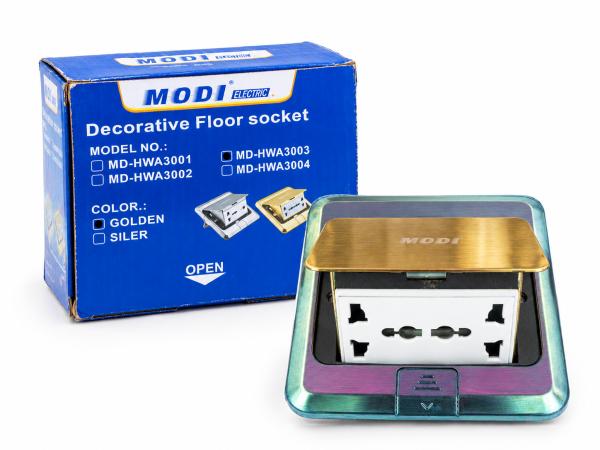 Decorative Twin Floor Socket MODI  Electric MD-HWA3003 (Golden)