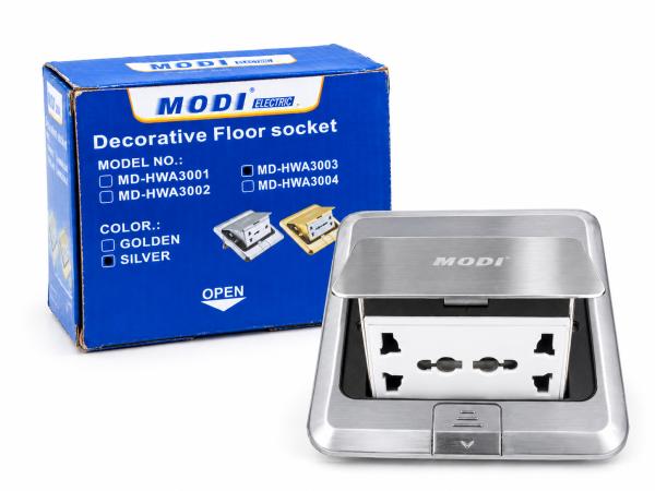 Decorative Twin Floor Socket MODI  Electric MD-HWA3003 (Silver)