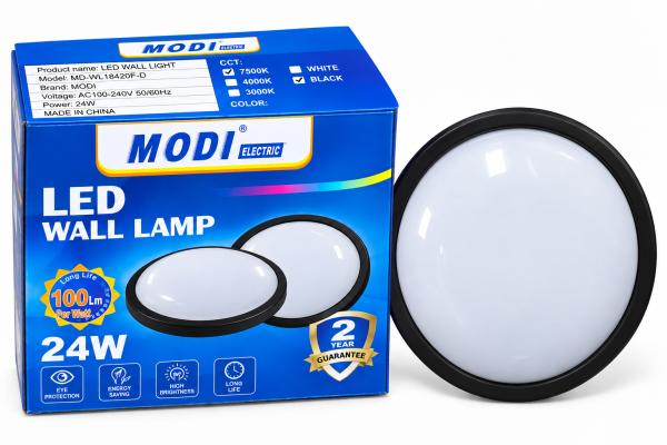 24W BULKHEAD MODI18420 ROUND BODY BLACK WH H072