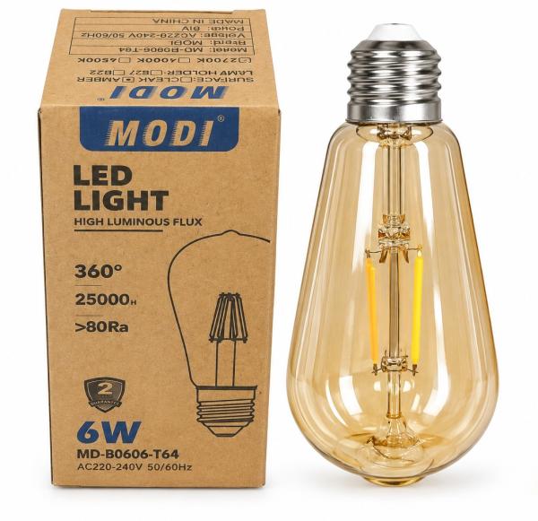 D100 6W E27 MODI FILAMENT BULB T64 0606 WW