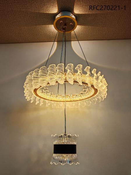 Crystal Halo Drop Chandelier (Gold, Crystal-Finish LED)