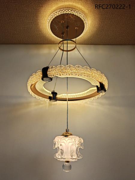 Crystal Ring Pendant Chandelier (Gold, Crystal-Finish LED)