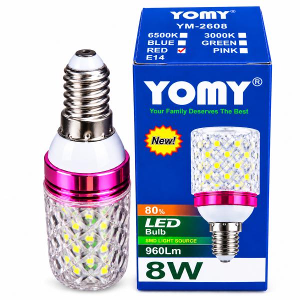 Yomy 8W LED Crystal Bulb (Red Light), E14
