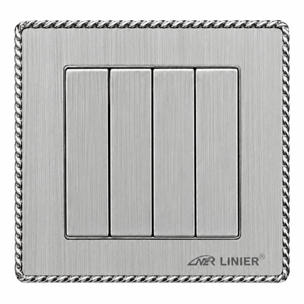 Linier Silver 4 Gang 2 Way Switch
