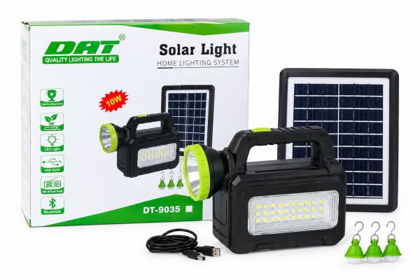 DAT DT-9035 / DT-9035B Solar Home Lighting System with 3 LED Bulbs (10W)