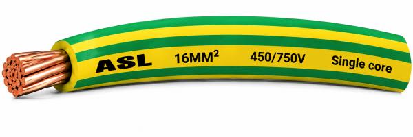 16MM ASL SINGLE GREEN/YELLOW PER METER