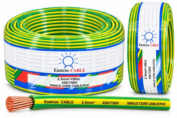 2.5MM Eastcos Cable SINGLE GREEN/YELLOW 90 METER ROLL