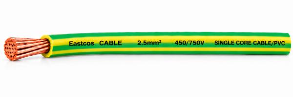 2.5MM Eastcos Cable SINGLE GREEN/YELLOW PER METER