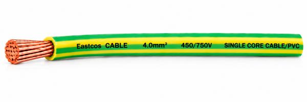 4.0MM Eastcos Cable SINGLE GREEN/YELLOW PER METER