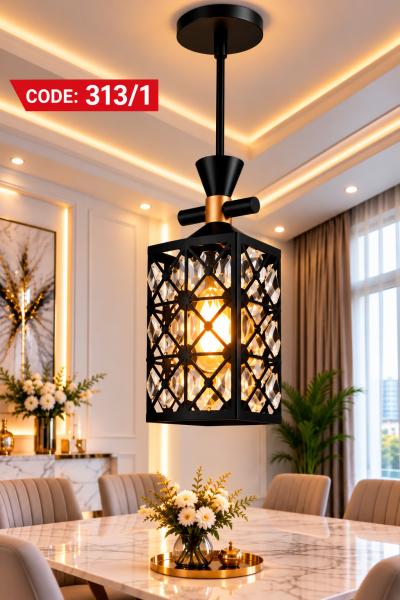 Black Crystal Cage Pendant Light Code 313/1