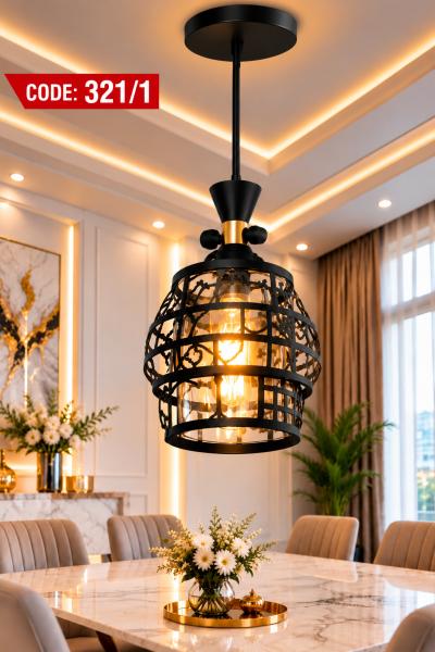 Black Decorative Cage Pendant Light Code 321/1