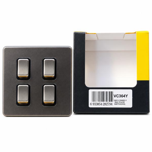 WINDSOR VIP 4 GANG SILVER SWITCH