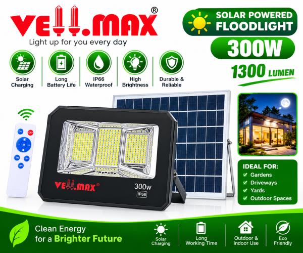 VellMax 300W Solar Flood Light