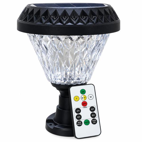 Crystal Shade Outdoor Solar Gate Pillar & Post Light