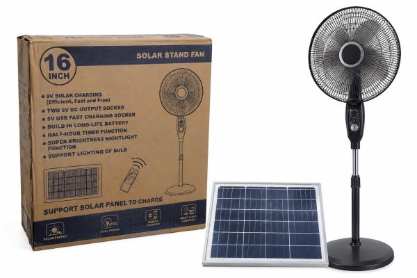 Solarpex 16 Inch AC/DC Solar Standing Fan
