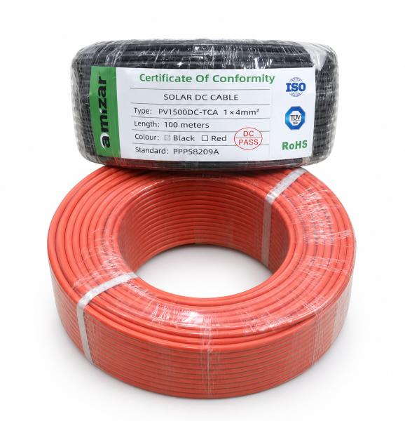 AMIZAR 4mm² Red, 100 Meter Roll Solar DC Cable