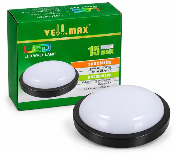 15W LED Round Bulkhead Light Vellmax Black Body 2415R